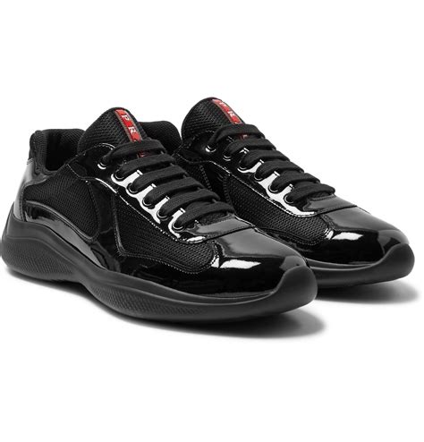 men's prada sneakers black|Prada patent leather sneakers men.